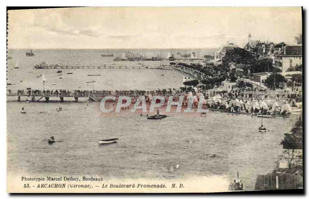 Arcachon (Gironde) — O Boulevard-Promenade — Fototipia Marcel Delboy, Bordeaux, n°55 - Frente