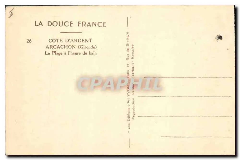 Die Strandpromenade zur Badezeit — Arcachon (Gironde) — Les Éditions d'Art Yvon, Paris - Rückseite