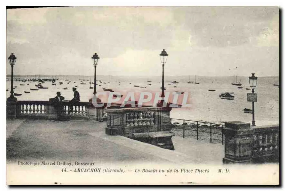 Arcachon (Gironde) — Der Bassin von der Place Thiers gesehen — Phototypie Marcel Delboy, Bordeaux, n°44 - Vorderseite