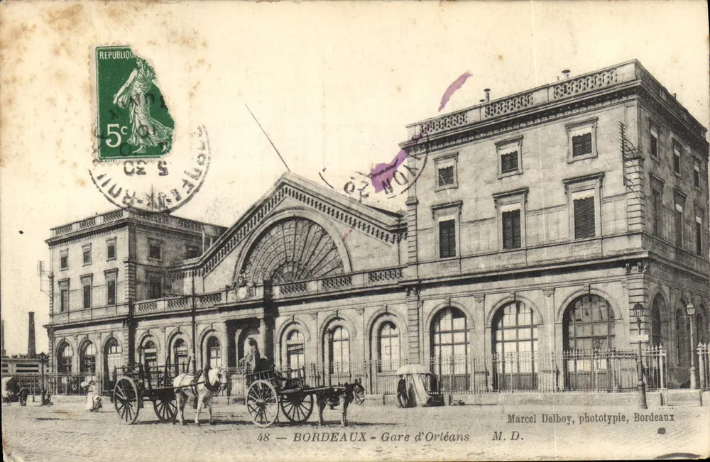 Bordeaux — Estação de Orléans — Marcel Delboy, fototipia, Bordeaux - Frente
