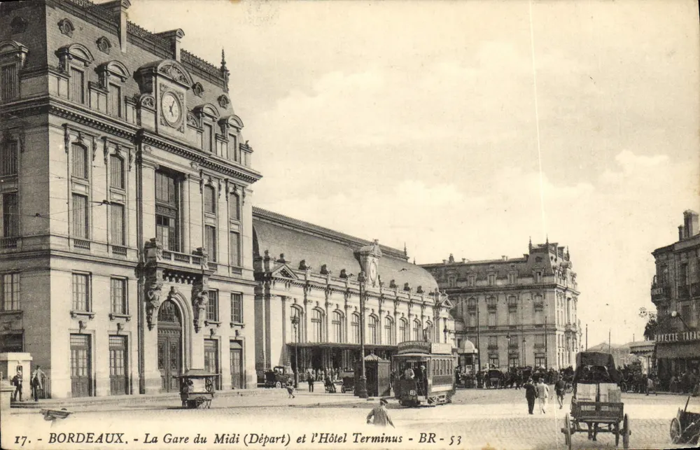 Bordeaux - Bahnhof Midi (Abfahrt) und Hotel Terminus - BR-53 - Vorderseite
