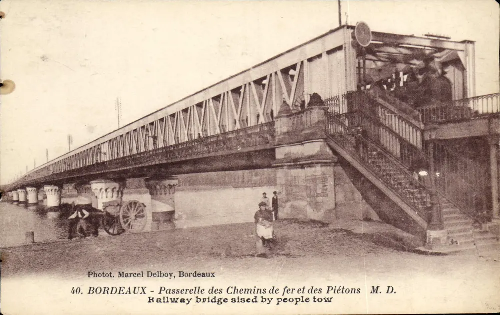 Bordeaux — Brücke der Schienenwege und Fußgänger — Photot. Marcel Delboy, Bordeaux, n°40 - Vorderseite