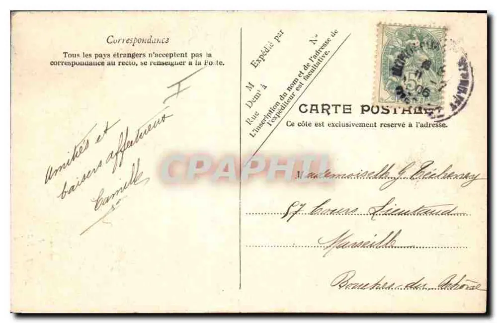 Bordeaux — Hotel das Correios e Telégrafos — editor desconhecido, n° 5440 - Verso