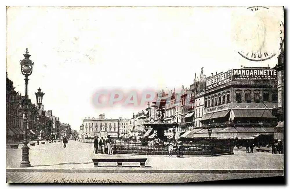 Bordeaux - Allées de Tournon — vista da praça com fonte e loja Mandarinet - Frente