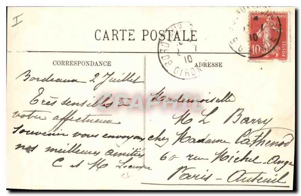 Bordeaux — O Ponte de Bordeaux — LL. n° 222 - Verso
