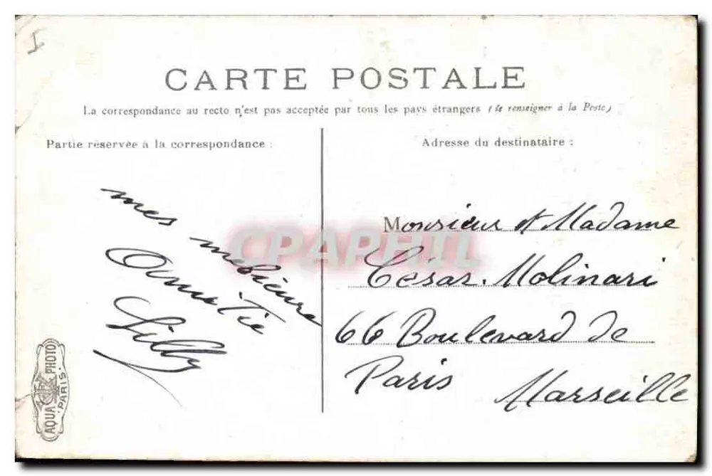 Place d'Aquilonne — Porte d'Aquitaine à Bordeaux — éditeur L.V. C. - Verso