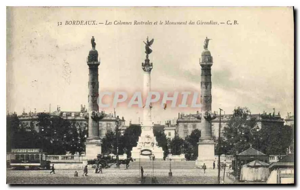 Bordeaux — Die Rostralkolonnaden und das Denkmal der Girondinen — C. B. - Vorderseite