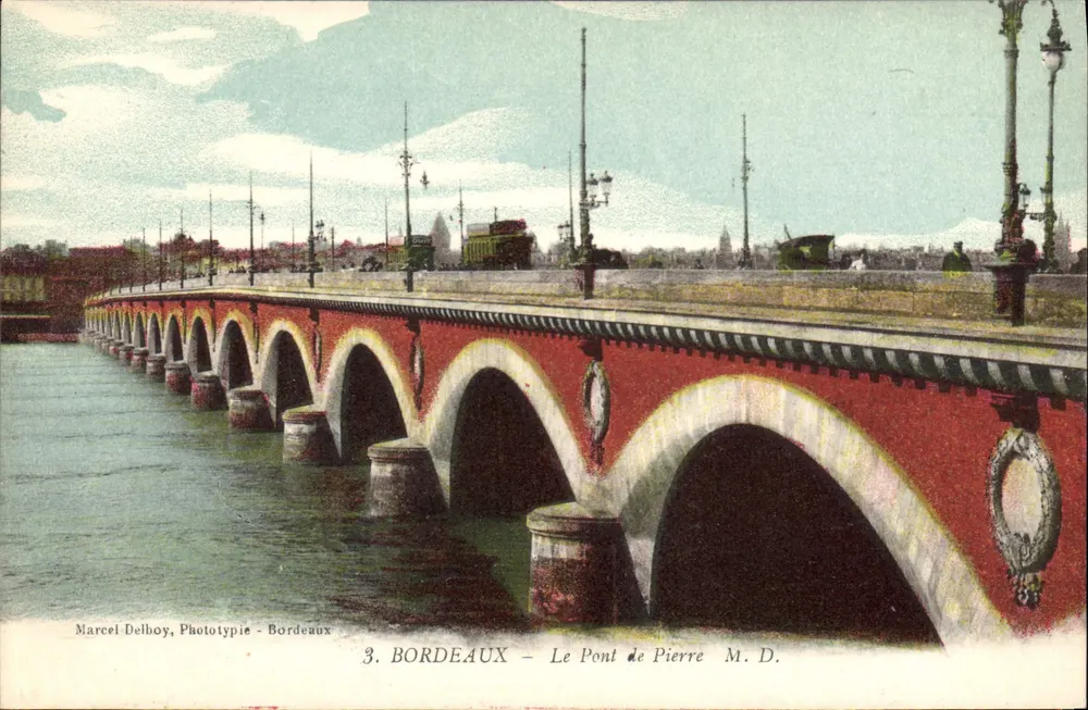 Bordeaux — O Ponte de Pierre — Marcel Delboy, Fototipia - Bordeaux - Frente