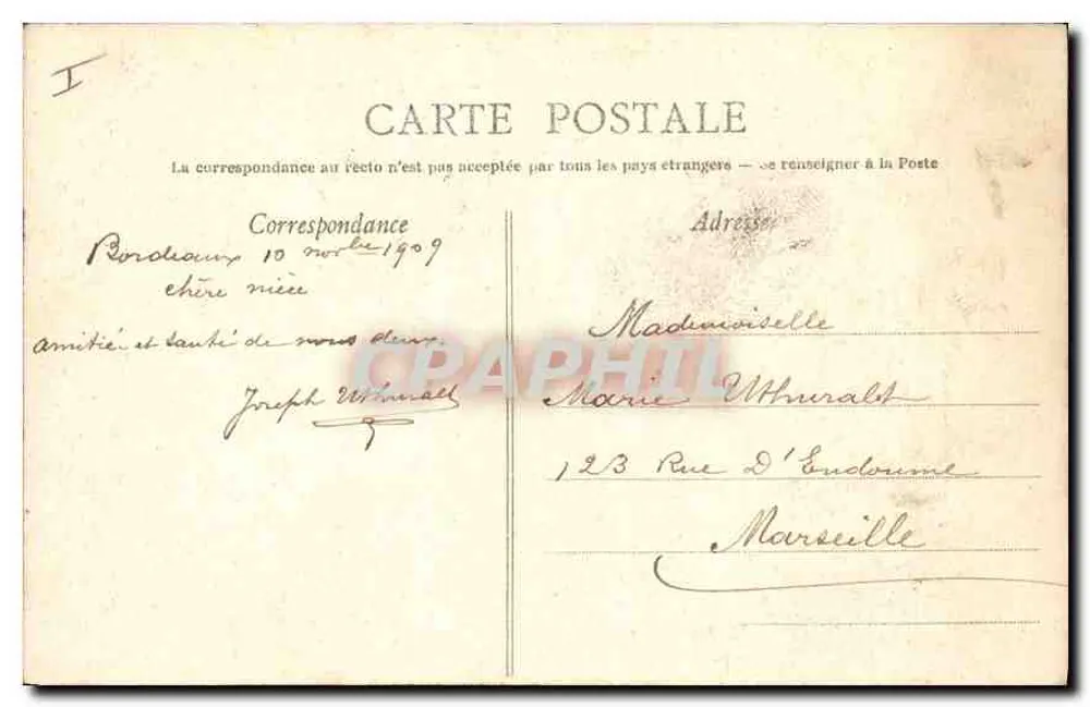 Bordeaux — Rathaus. Die Gärten — J. Nardot, Verlag, Bordeaux - Rückseite