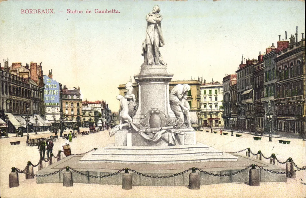Bordeaux — Estátua de Gambetta — Editor: Éd. H. Lévy, n° 124 - Frente