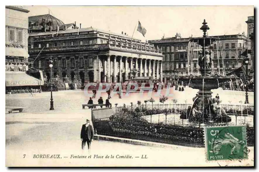 Bordeaux — Fontäne und Place de la Comédie — LL - Vorderseite
