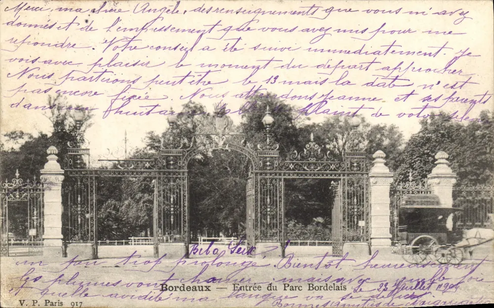 Bordeaux — Entrada do Parc Bordelais — V.P. Paris 917 - Frente