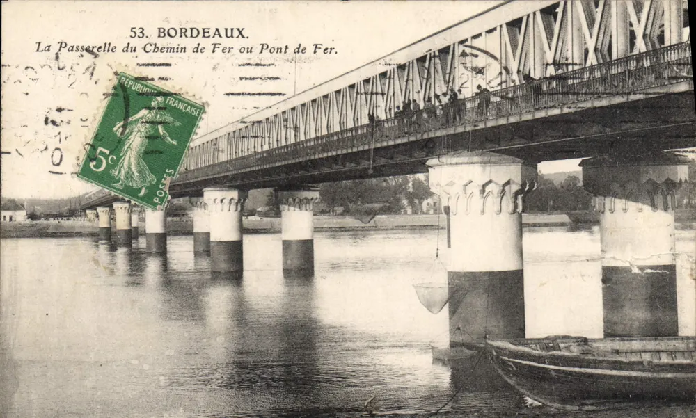 Bordeaux — La Passerelle du Chemin de Fer ou Pont de Fer — Inf. Phot. C. Traugotts, Paris-Sannois - Recto
