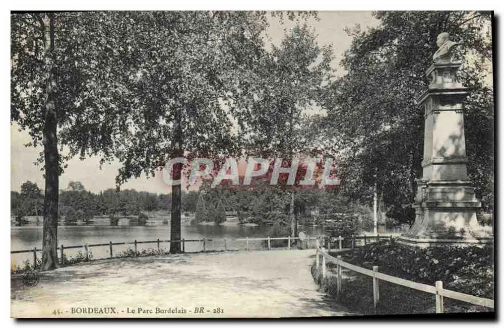 Bordeaux - O Parque Bordelais — vista do lago com busto sobre coluna — editor BR, n° 281 - Frente