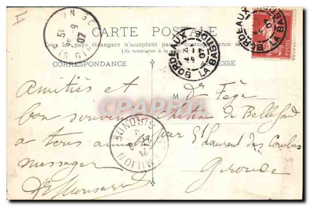Bordeaux — O Ponte de Pierre — A.P. - Verso