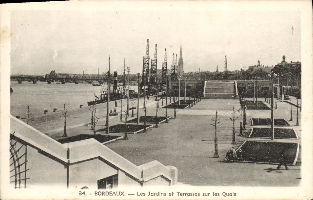 Bordeaux — Gärten und Terrassen an den Kaien — 34. — Verleger: La Cigogne, rue Portet, Bordeaux - Vorderseite