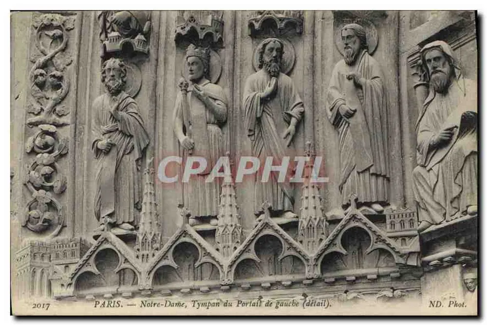 Paris — Notre-Dame, Tympan des linken Portals (Detail) — ND. Phot. - Vorderseite