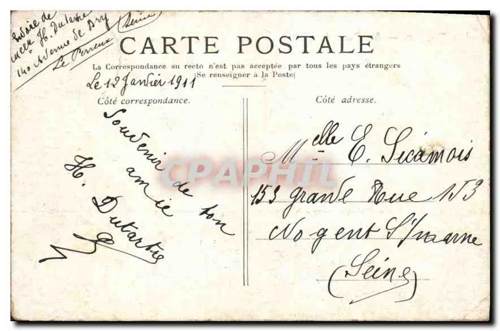 La Marne — No Ponte de Chennevières — H. Delené - Verso