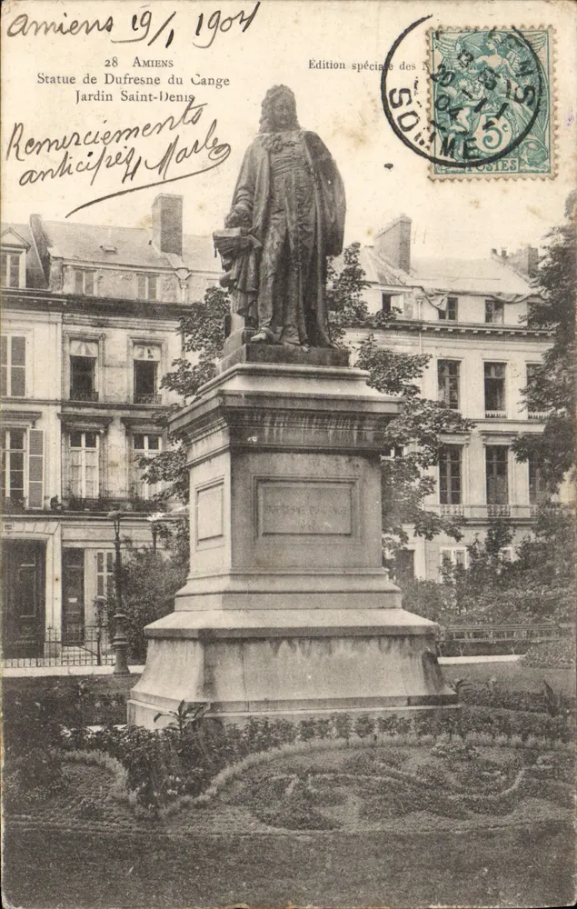 Statue de Dufresne du Cange — Jardin Saint-Denis — Édition spéciale des Soiemes - Recto