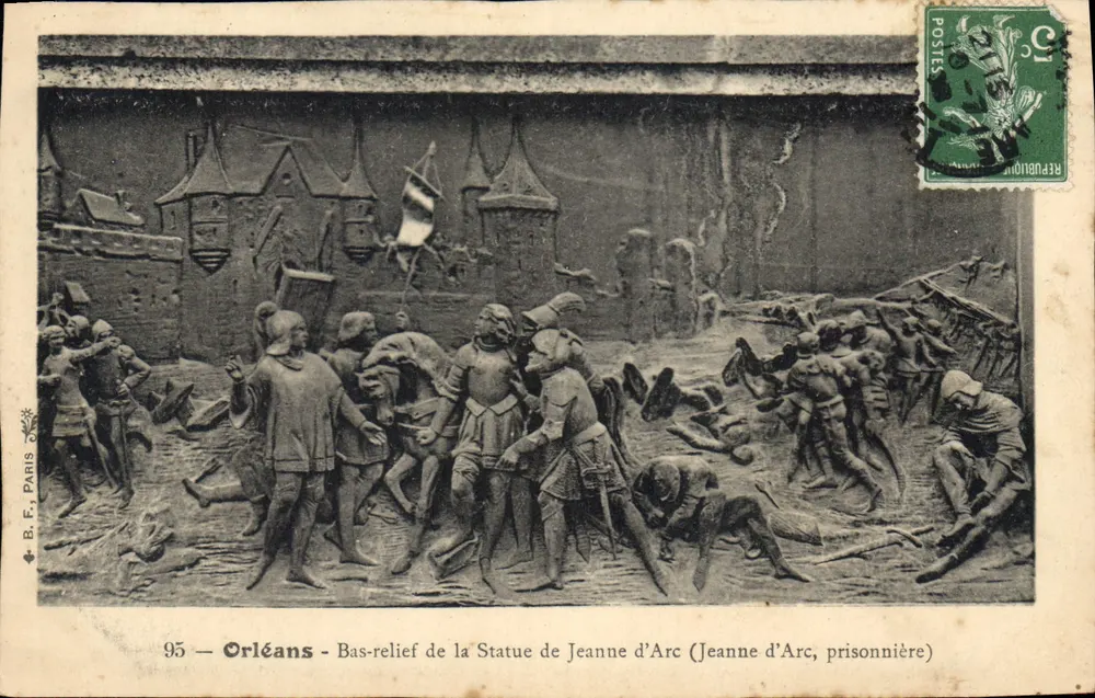 Orléans — Bas-relief da Estátua de Joana d'Arc (Joana d'Arc, prisioneira) — B.F., Paris, n°95 - Frente