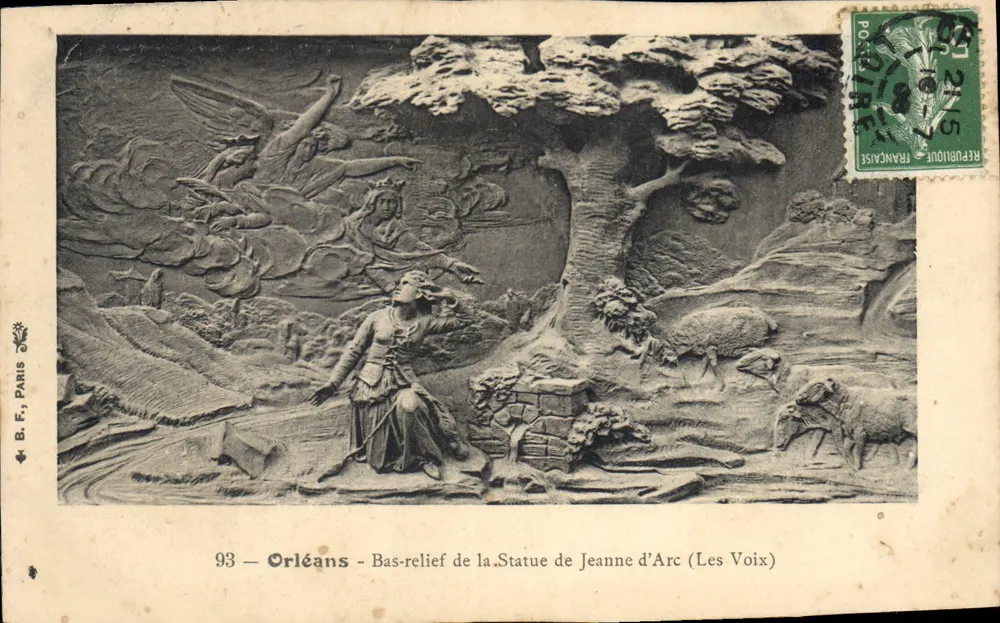 Orléans — Bas-relief da Estátua de Joana d'Arc (Les Voix) — B. F., Paris, n°93 - Frente