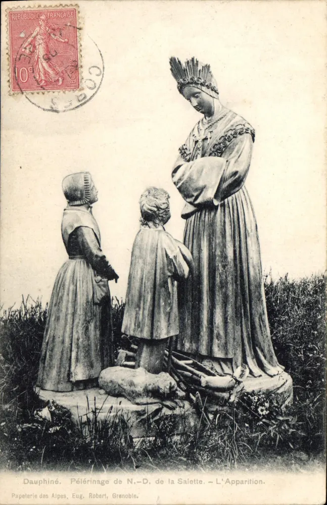 Pilgerung der Jungfrau von La Salette — Die Erscheinung — Papeterie des Alpen, Eug. Robert, Grenoble - Vorderseite