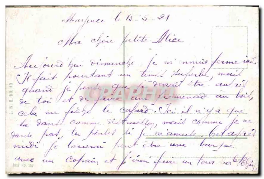 Bingen. Mäufeturm und Ruine Ehrenfels — J.W.B. Nr. 43 - Verso