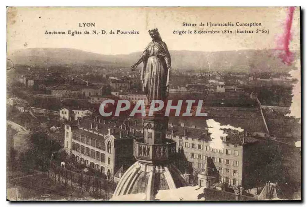 Lyon — Antigua iglesia de N.-D. de Fourvière — Estatua de la Inmaculada Concepción - Anverso