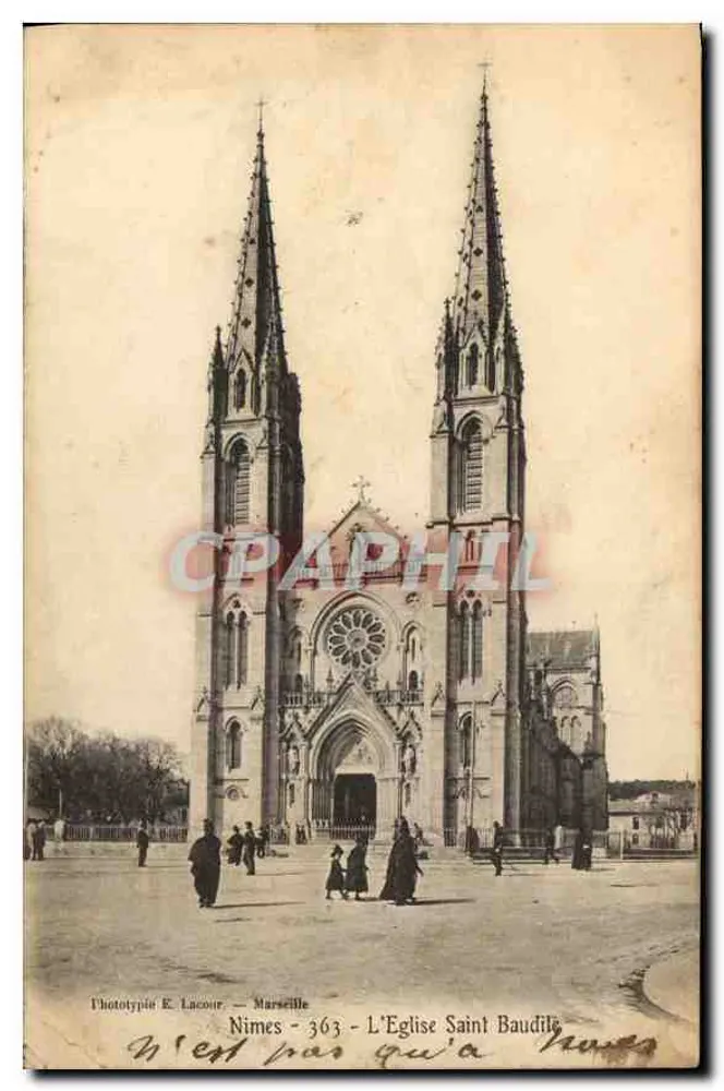 Nîmes - A Igreja de Saint-Baudile — Fototipia E. Lacour — Nîmes 363 - Frente