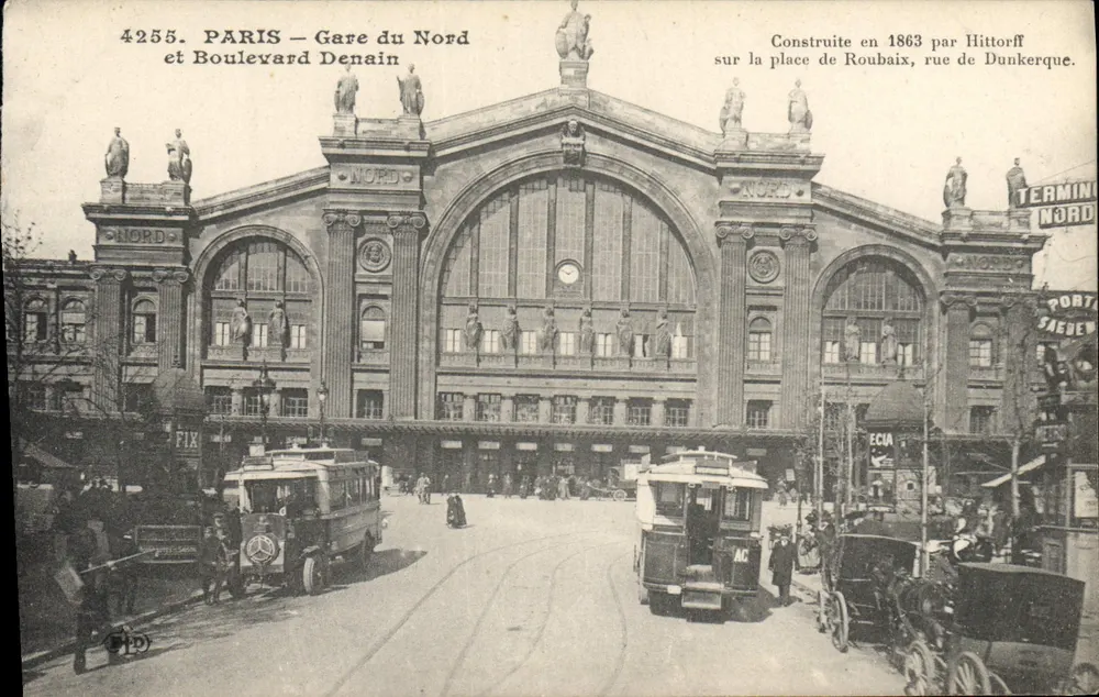 PARIS — Gare du Nord et Boulevard Denain — Construite en 1863 par Hittorff - Recto
