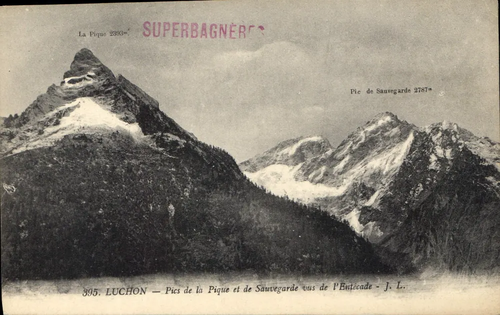 Pics de la Pique und de Sauvegarde von der Entécade aus gesehen — Luchon — J. L. - Vorderseite