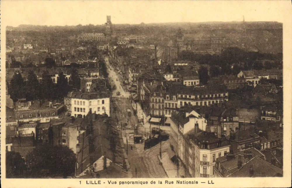 LILLE - Panoramische Ansicht der Rue Nationale — LL - Vorderseite