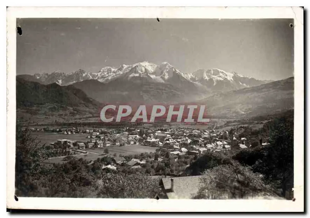 Sallanches (Haute-Savoie) — allgemeiner Blick und der Mont Blanc — Verlag: GABINET & BÉNIN - Nr. 2755 - Vorderseite