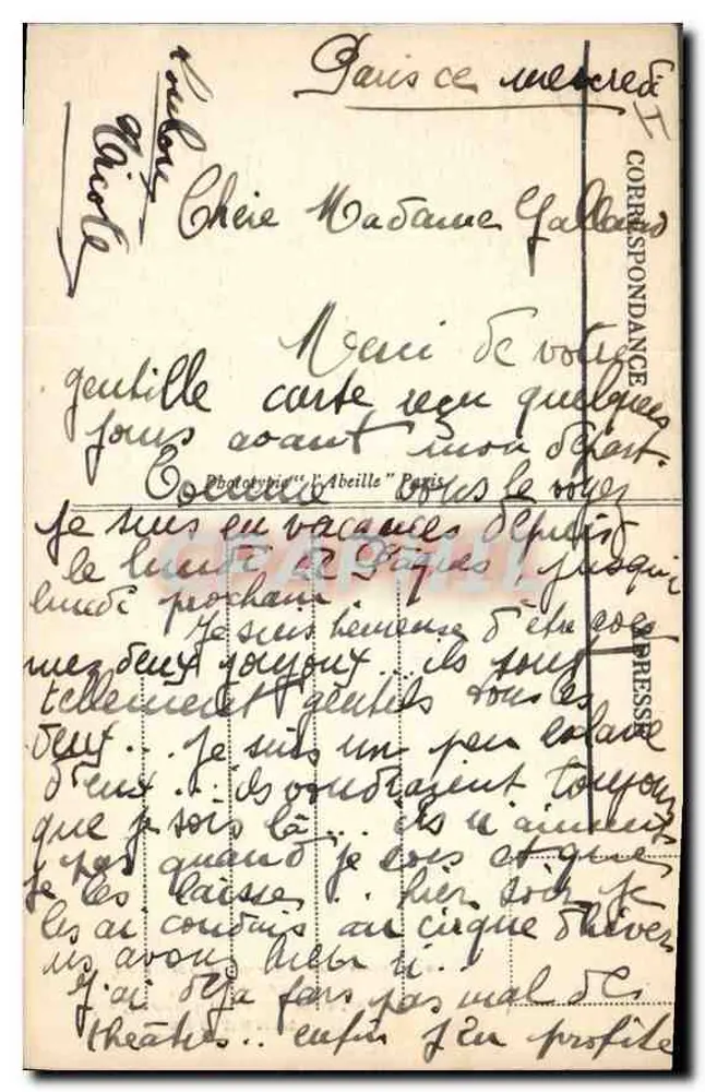 Le Sacré-Cœur de Montmartre — Vue générale — Éditeur L'abeille, n° 234 - Verso