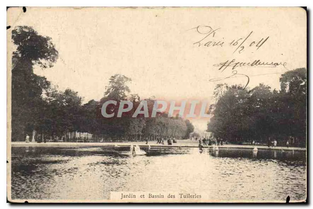 Jardin et Bassin des Tuileries — vue du bassin avec promeneurs — éditeur imprimeur non visible - Vorderseite