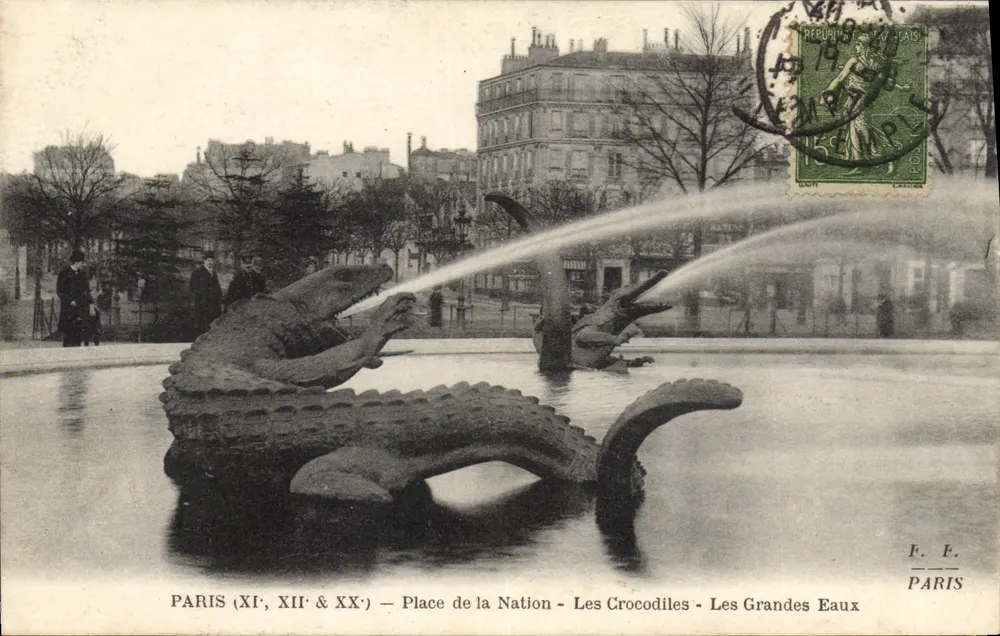 Paris (XIe, XIIe & XXe) — Place de la Nation — Die Krokodile — Die Großen Wasser — F. F. Paris - Vorderseite