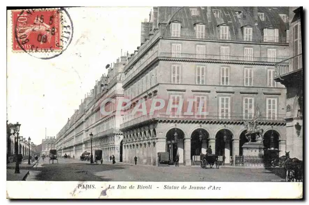 PARIS - La Rue de Rivoli - Statue de Jeanne d'Arc - Recto