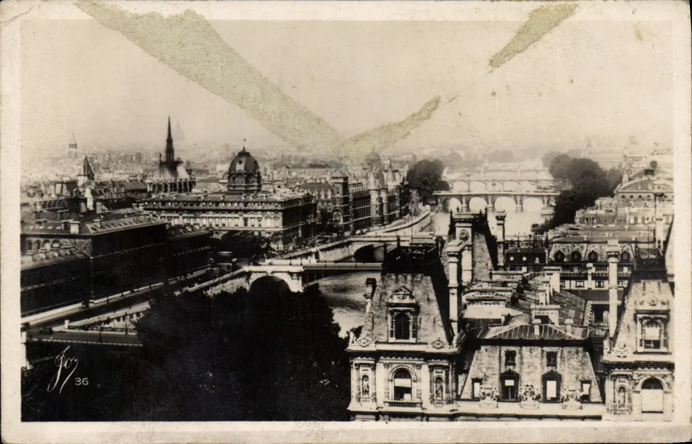 Paris — Panorama des Sept Ponts sur la Seine — éditeur J. Goy n°36 - Recto