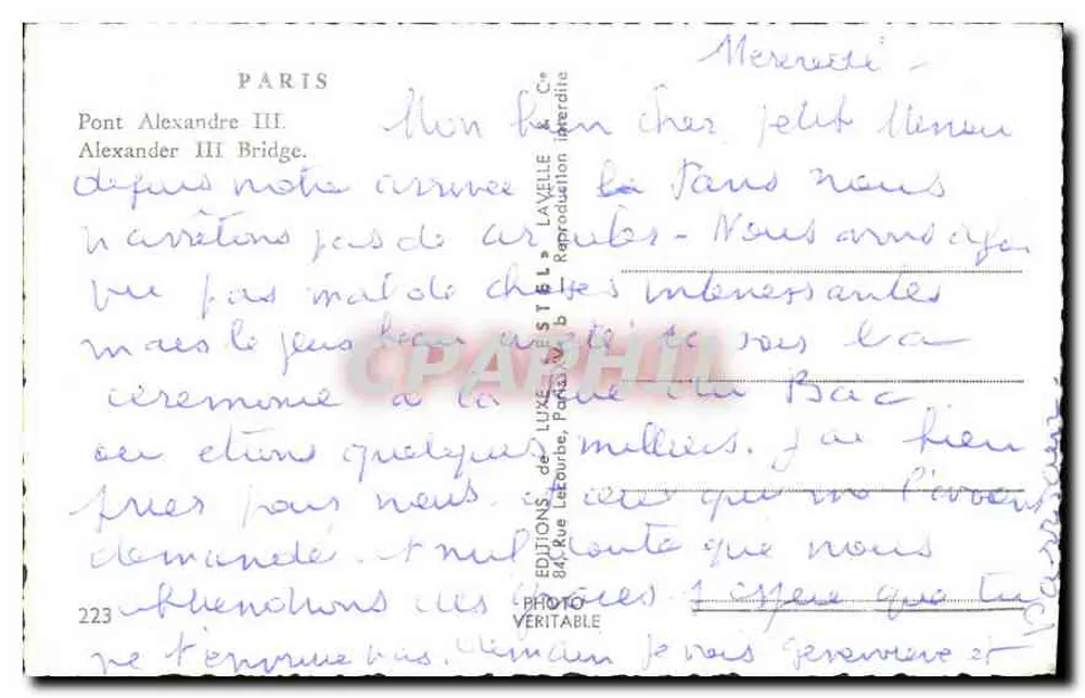 Ponte Alexandre III — Paris — Estel - Verso