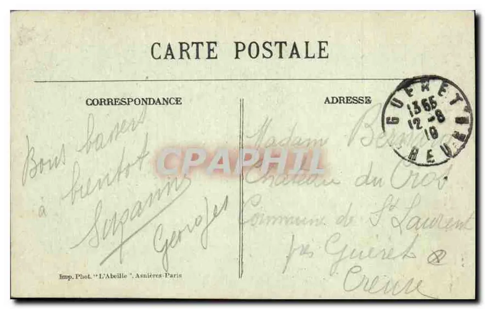 Paris — Das Heilige Herz von Montmartre — Imp. Phot. 'L'Abeille', Asnières-Paris - Rückseite