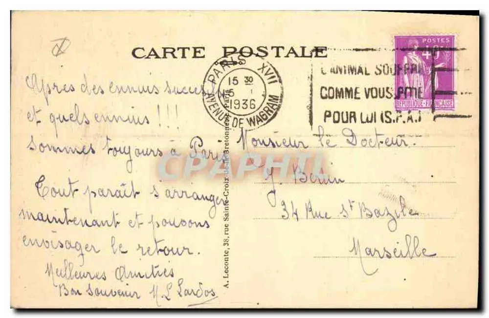 Paris — Le Panthéon — éditeur T. P. (n° 39) - Verso