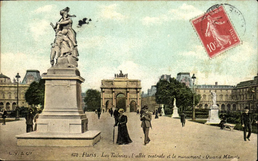 Paris. Die Tuileries, die Hauptallee und das Denkmal « Quand Mémô » — L.V.&C. n°852 - Vorderseite