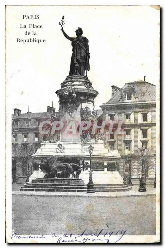 Paris — La Place de la République avec statue de la République — éditeur anonyme - Frente