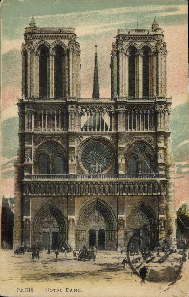 Paris - Notre-Dame — vista da fachada gótica — editor não identificado - Frente