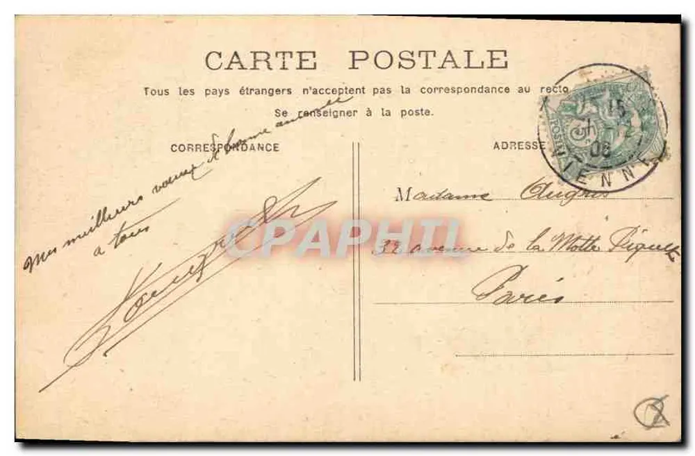 Paris - Église Saint-Germain-l'Auxerrois — vue de la façade et de la tour, éditeur impr. sur la carte - Verso