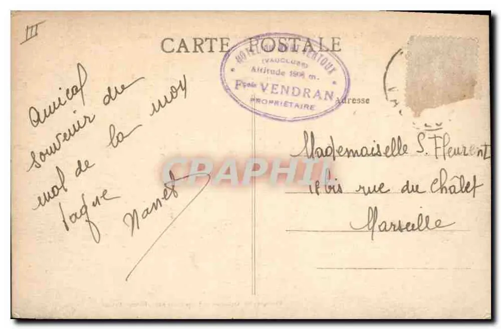Le Mont Ventoux — vue aérienne prise en avion par Gustave Daladier — Photographie Artistique et Industrielle Abel, éditeur, Orange - Verso