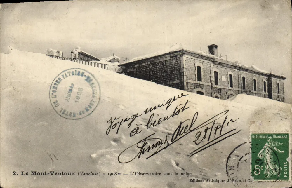 Le Mont-Ventoux (Vaucluse) — L’Observatoire sous la neige — Editions Artistiques J. Brun et Cie - Recto