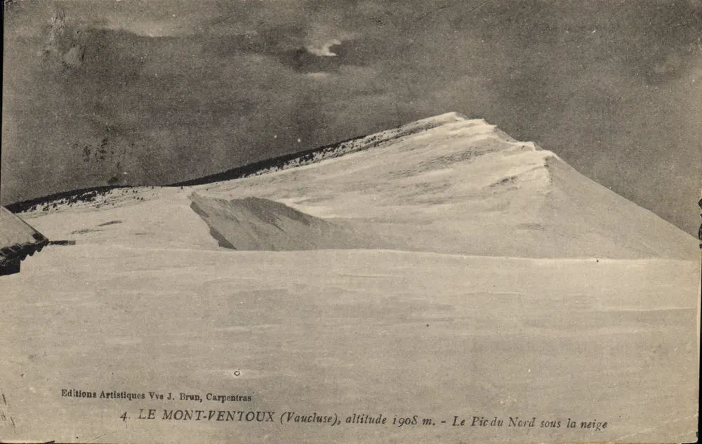 Mont Pentoux (Vaucluse) — Der Nordgipfel unter Schnee — Editions Artistiques Vve J. Brun, Carpentras, n°4 - Vorderseite