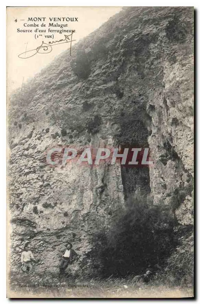 Mont Ventoux — Combe de Malagut, fonte de água ferruginosa — Edições Poup e de Carpentras, n°4 - Frente