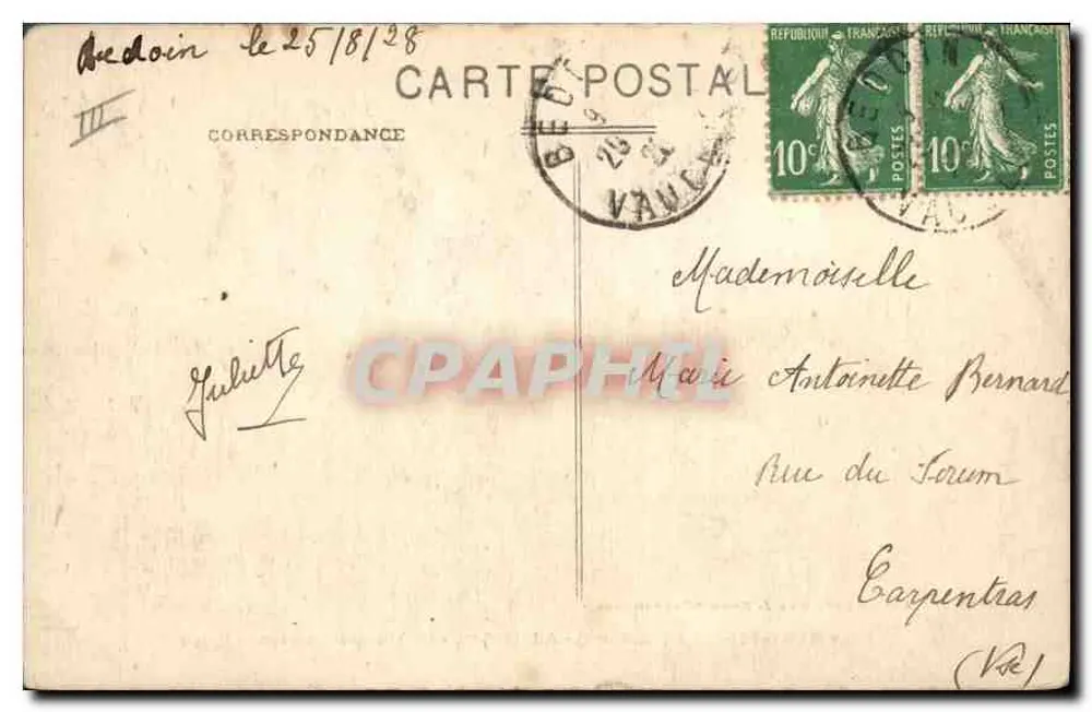 Mont Ventoux (Vaucluse) — Das Observatorium unter Schnee — Éditions Artistiques Vve J. Brun - Carpentras, n°10 - Rückseite